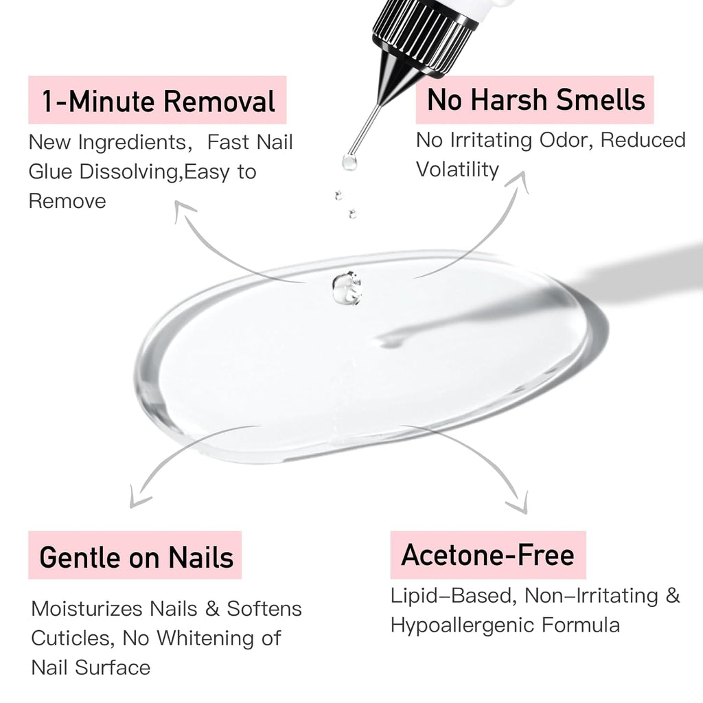 Gentle & Precise Nail Glue Remover — Fast, Pain-Free Release