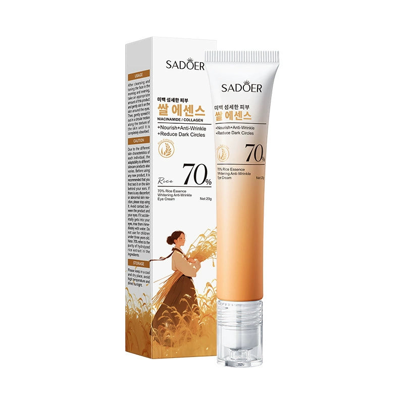 70% Rice Essence Eye Cream - Anti-Wrinkle & Dark Circle Reducing Eye Treatment with Collagen