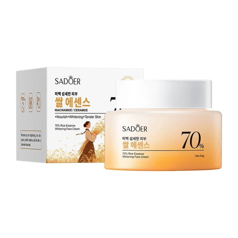 70% Rice Essence Whitening Face Cream - Niacinamide Moisturizer for Nourishing & Tender Skin